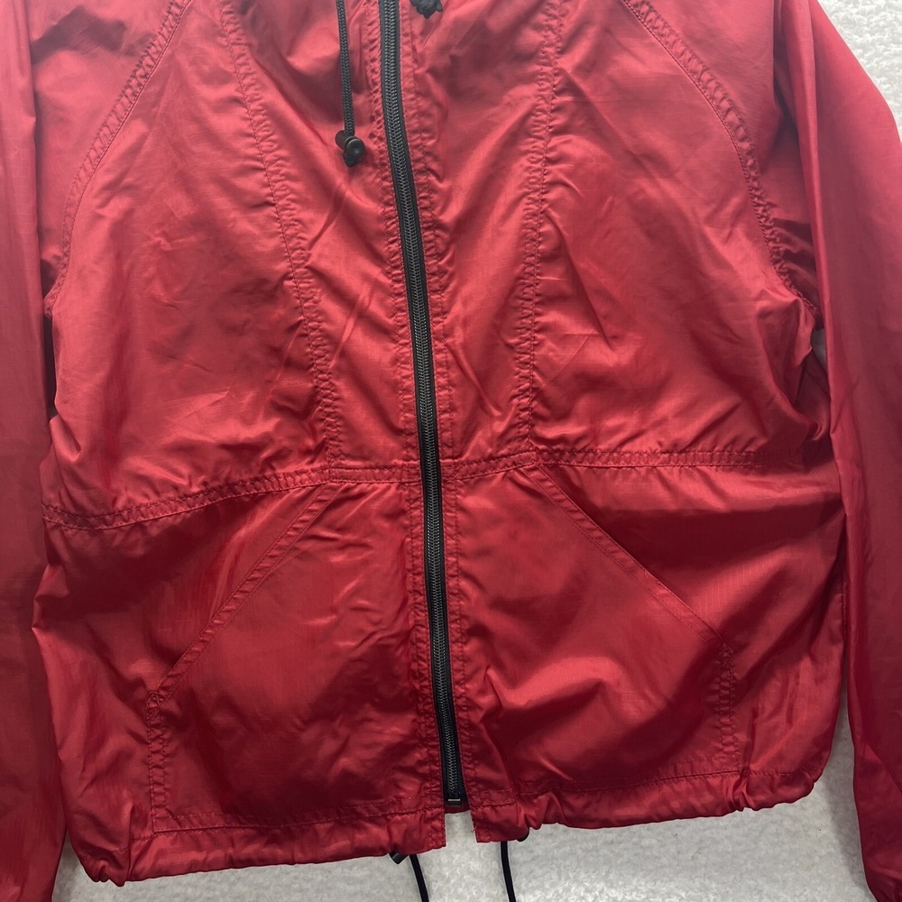 Gap Windbreaker Womens Small Red Long Sleeve Zip Up Hooded Packable Chore Grunge - Picture 2 of 16